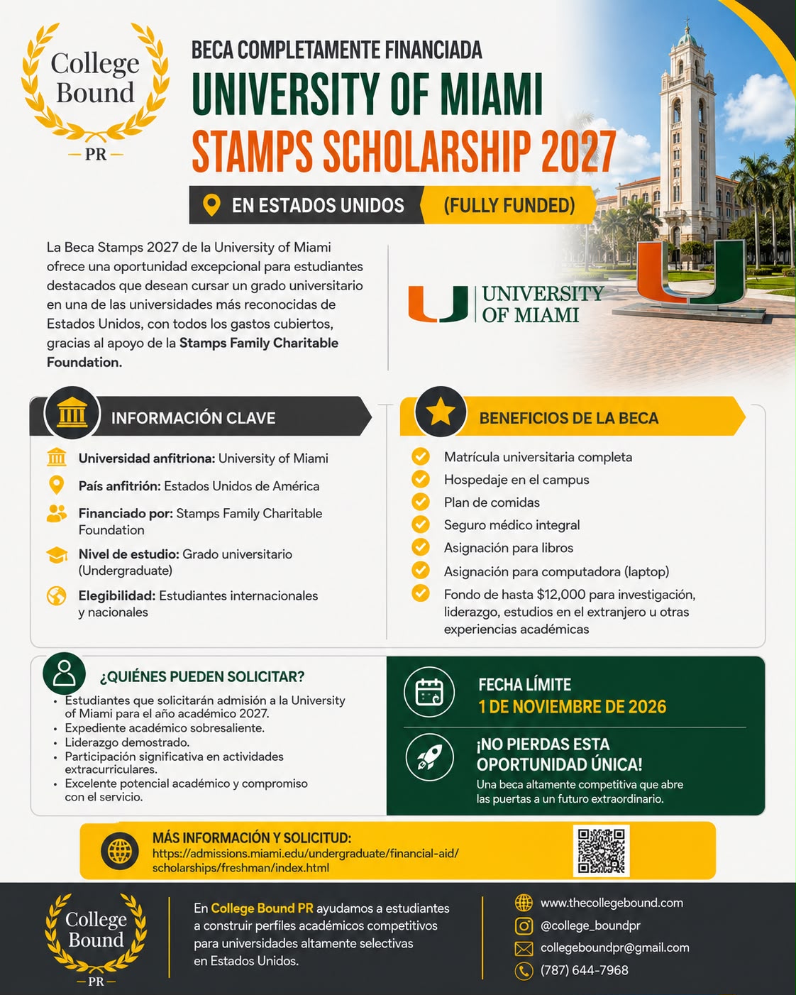 Beca Stamps de la University of Miami 2027