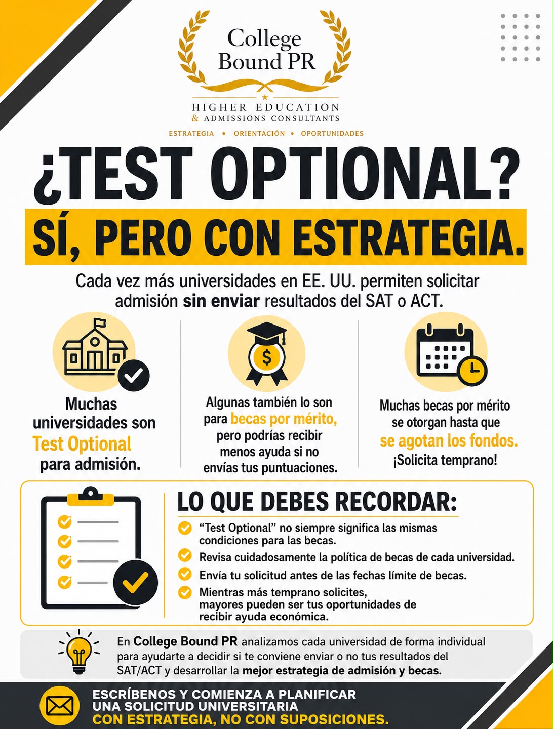 ¿Solicitar Universidad sin SAT o ACT? Cómo Usar Test Optional a tu Favor